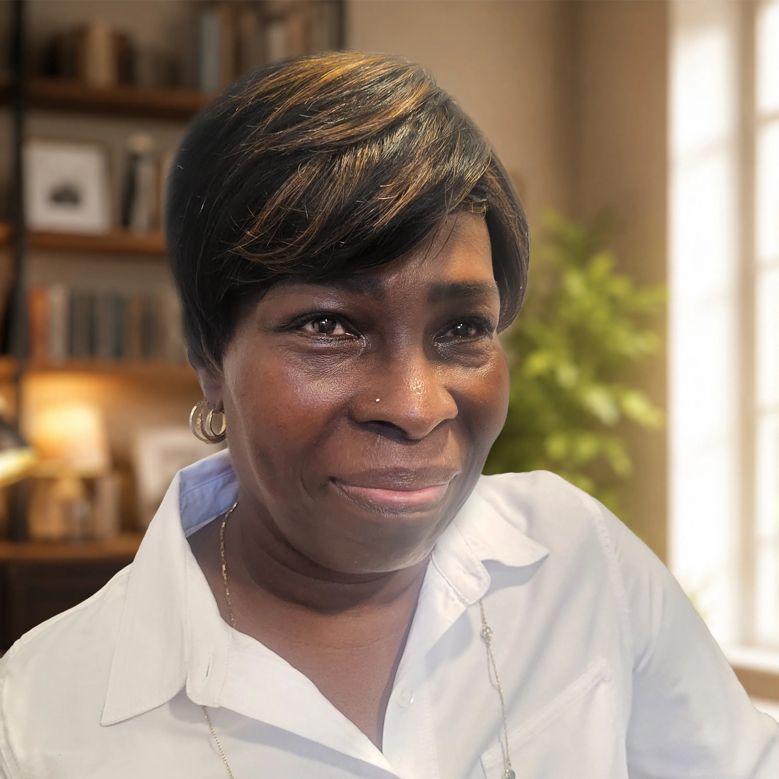 Headshot of Aretha Dirde, owner and bookkeeper at AD Keeps The Books, smiling at the camera.